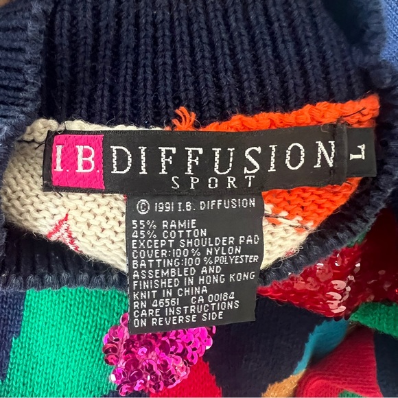 I.B. DIFFUSION SPORT CHRISTMAS SWEATER VINTAGE SEQUENCE RARE FIND WOMENS LARGE - Picture 11 of 16